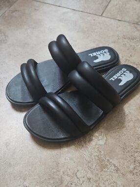 Sorel Ella Puff Black Slide Sandals